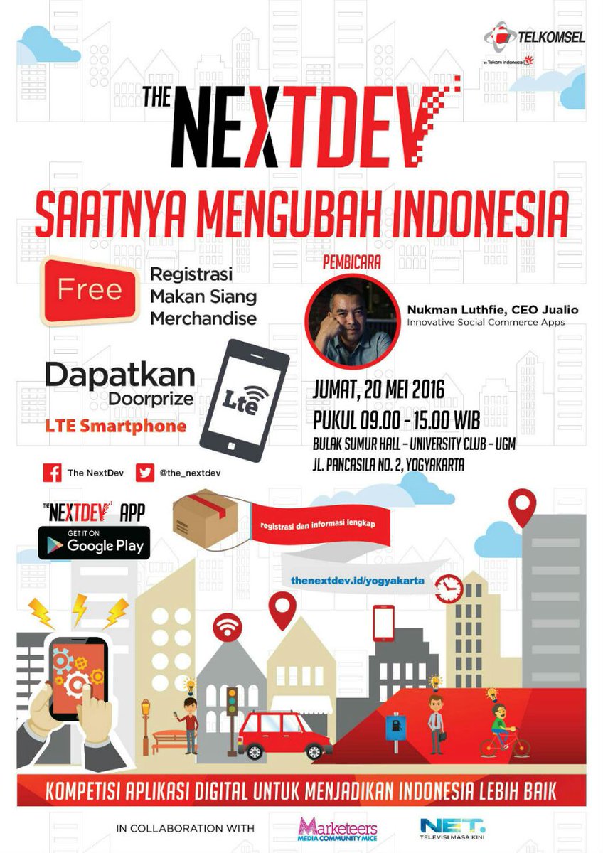20/5/16 09.00 Roadshow #NextDev 2016 Jogjakarta | UC UGM | FREE  w/ <a href="/nukman/">Nukman Luthfie</a> via @RezaWLX