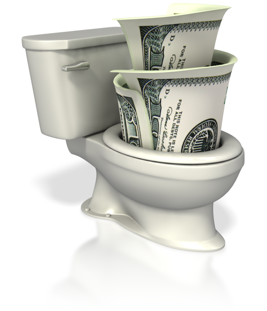 Clipart Of Money Going Down The Drain