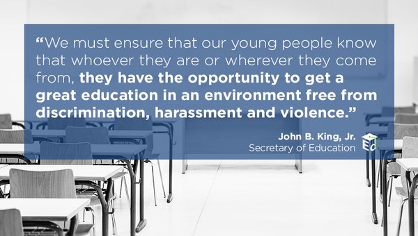 usedgov's tweet image. No student should ever feel unwelcome at school.
