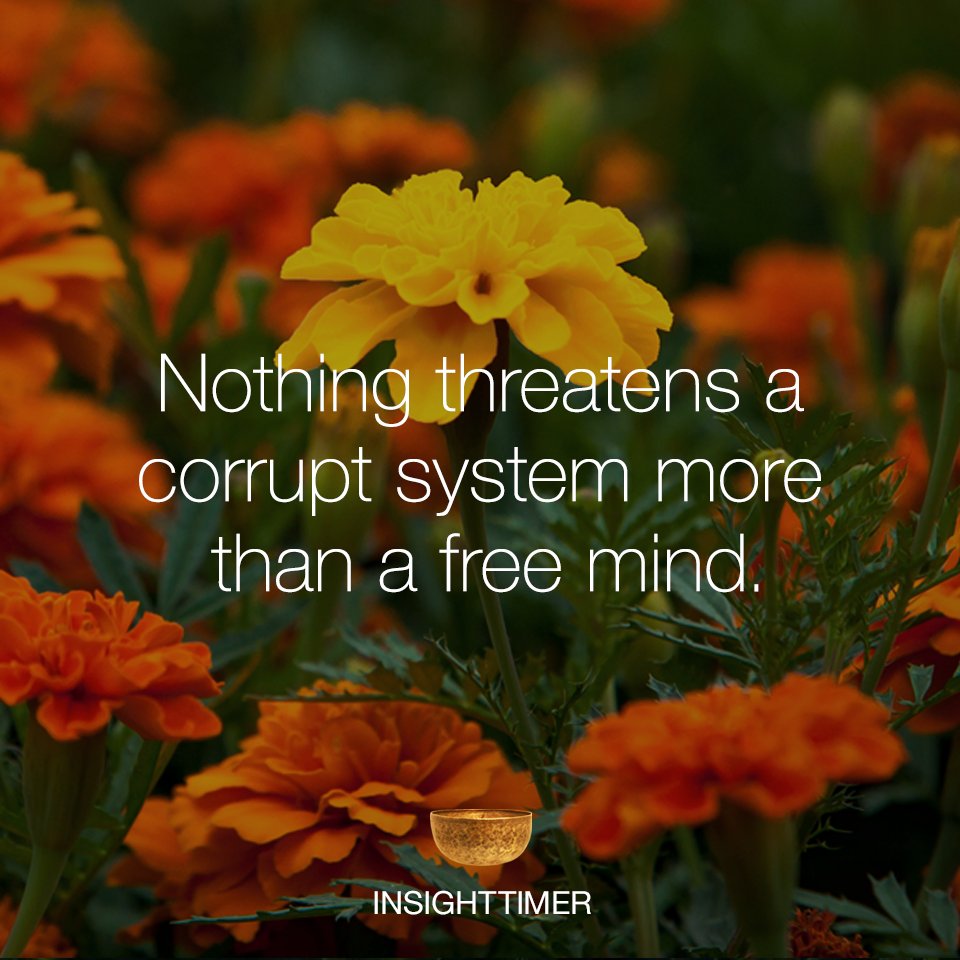 Nothing threatens a corrupt system more than a free mind.