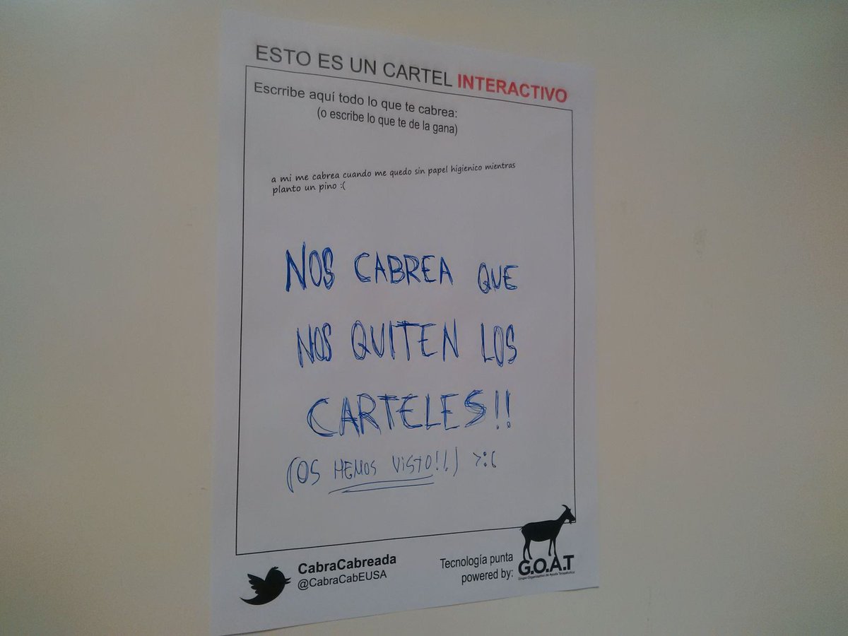 CabraCabEUSA's tweet photo. Alguien ha quitado TODOS nuestros carteles >:( #thpropaganda que descaro os hemos visto!! https://t.co/7ev8JuwxkV