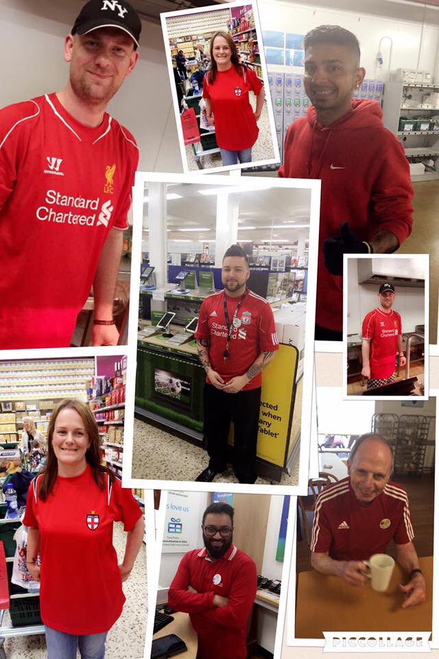 kymberleigh_b's tweet photo. I may be in Leicester... But... #WeAreLiverpool ❤️ ! My colleagues and I showing our hsupport to my home team! 👫👬👭 https://t.co/ObI2t3ZJij