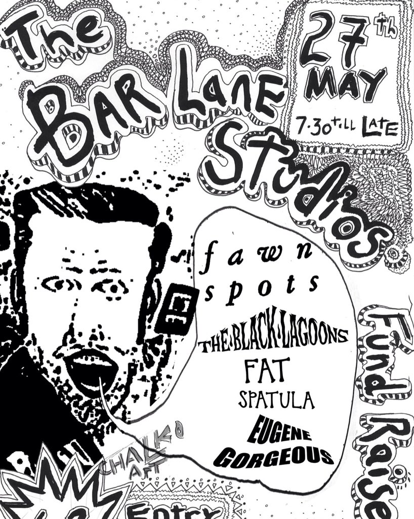 .BAR LANE. Next gig <a href="/BarLaneStudios/">Bar Lane Studios</a> for a fundraiser with @fwnspts <a href="/FatSpatulaBand/">Fat Spatula</a> and <a href="/EugeneGorgeous/">Eugene Gorgeous</a> Gonna be mint