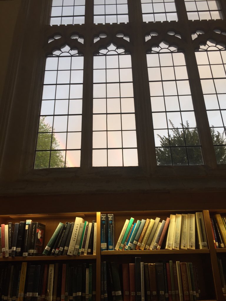 Little rainbow in the Teddy Hall library to brighten up evening revision #OxTweet