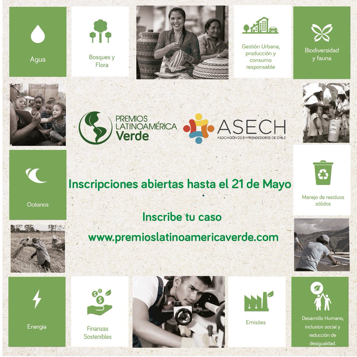 ASECH_ag's tweet photo. Los #PremiosLatinoaméricaVerde reconocerán 500 casos de responsabilidad socio ambiental https://t.co/onL4df0vzC https://t.co/6e2HcGJbWN