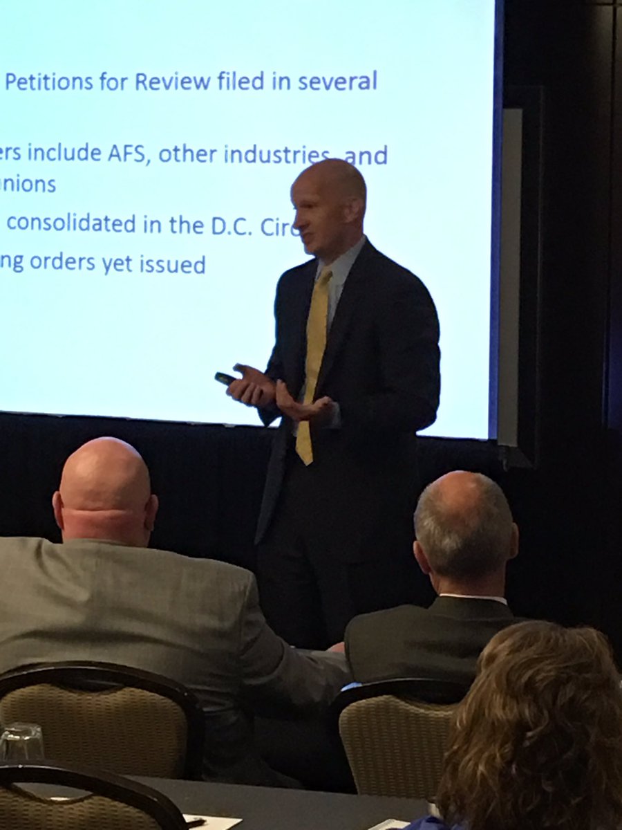 AmerFoundrySoc's tweet photo. Legal challenge to silica rule discussed @amerfoundrysoc Govt Affairs Conf. Further info @ https://t.co/6FLbkcZjKt https://t.co/yjiLTPM2vB