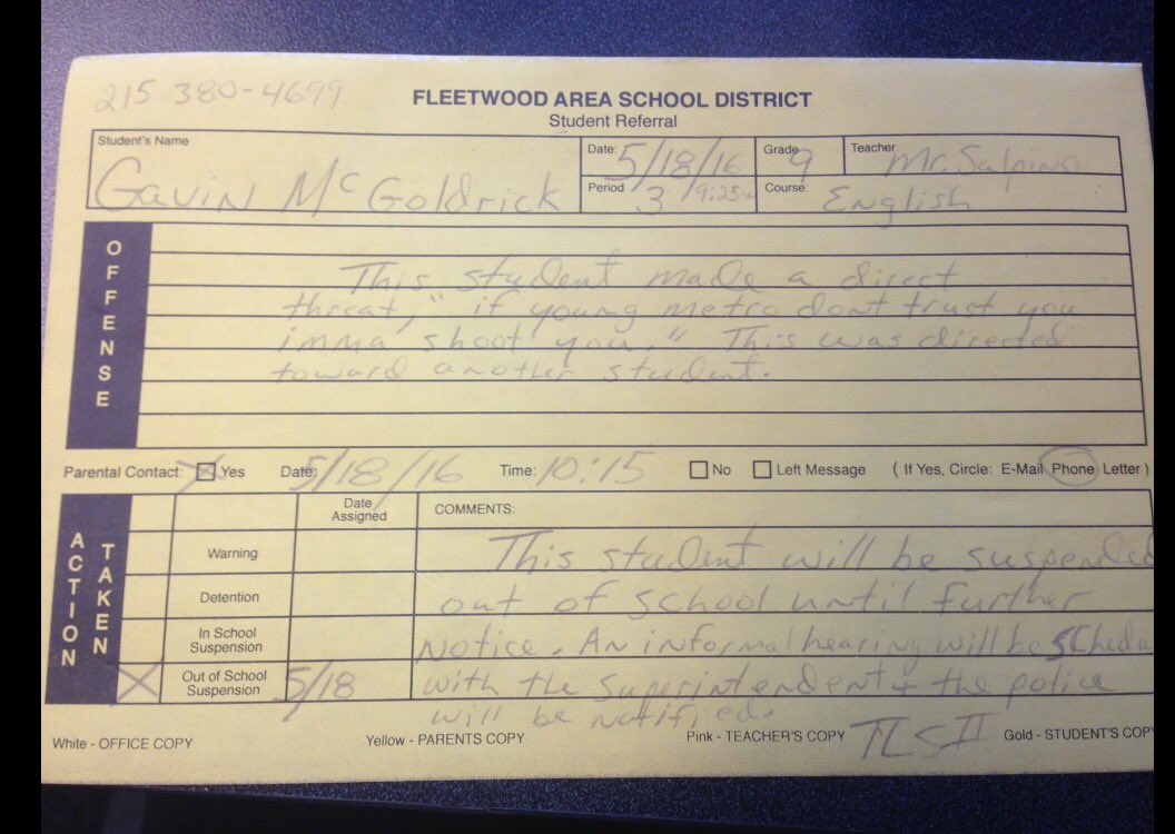 rach4dastars_'s tweet image. My brother's friend is getting expelled for this at Fleetwood. Rt to save Gavin and get awareness out #MetroKills