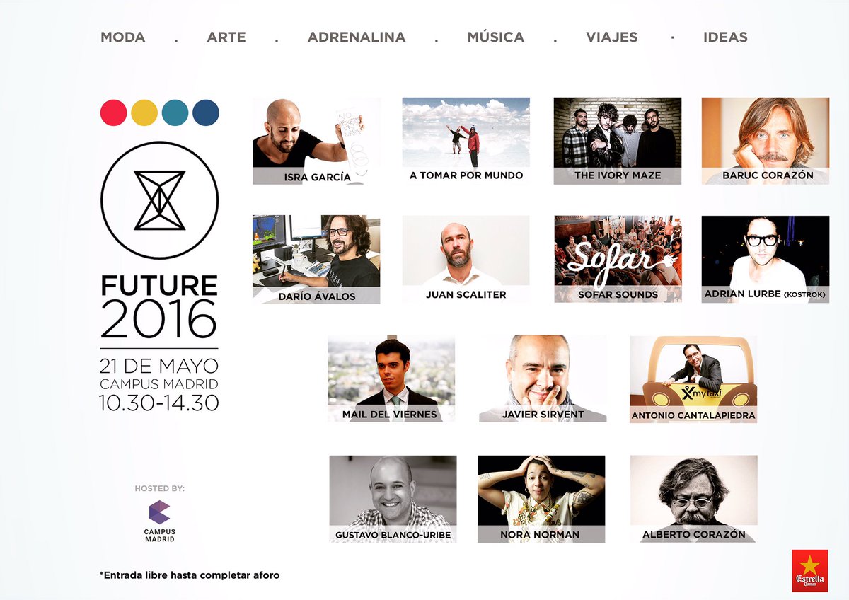 Join us this Saturday @ Samyroad &amp; <a href="/ElSerCreativo/">El Ser Creativo</a> presents:future2016 <a href="/CampusMadrid/">CampusMAD</a> starting at 10:30am!