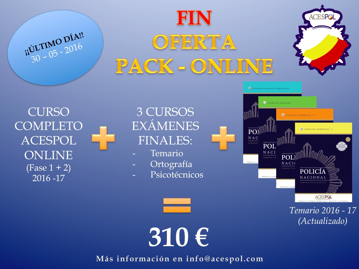 acespol's tweet photo. ¡Finalizamos nuestra OFERTA PACK-ONLINE por 310€ el 30/05/16 pero antes sorteamos 1 último pack entre todos los RT! https://t.co/pWJ95qE4FH