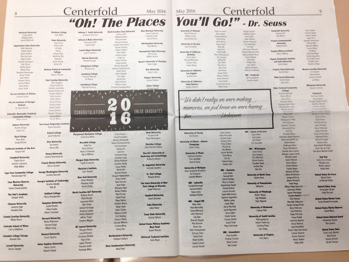 EnloeEaglesEye's tweet photo. Class of 2016, you've made it! And look at all the places you're going! Best of luck and continue the great work!👌 https://t.co/XxgzGHExRC