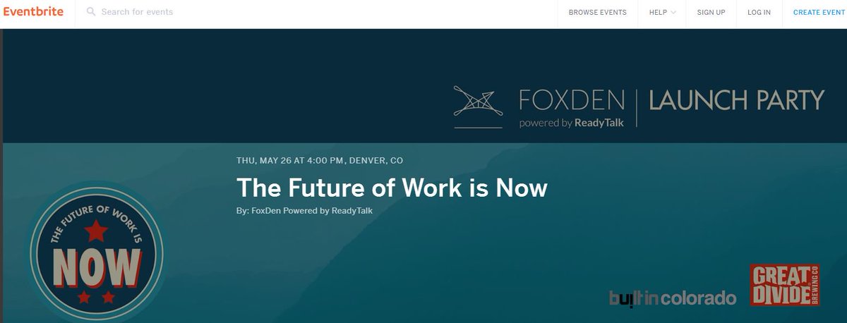 debbiesqueen's tweet image. Hey Denver! Join me @ReadyTalk Launch Party for @foxdenio on May 26th @greatdividebrew RSVP, eventbrite.com/e/the-future-o…