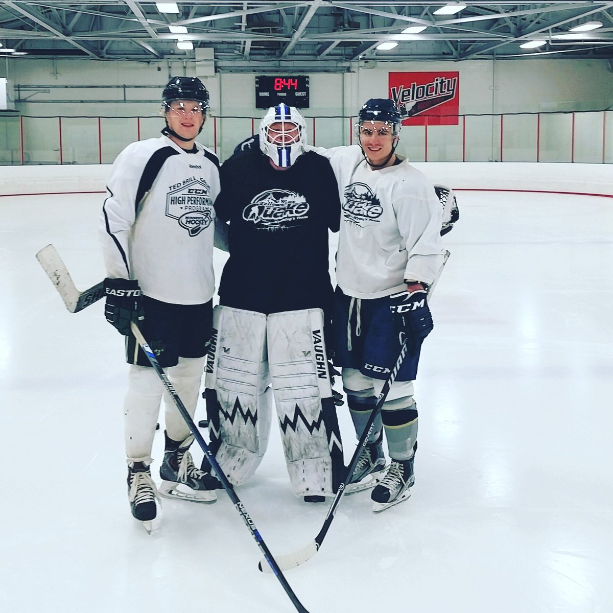 Couple of guys putting in some work on the ice this morning with Coach Theros! <a href="/VelocityHockey/">Velocity Hockey Center</a> #Dedicated