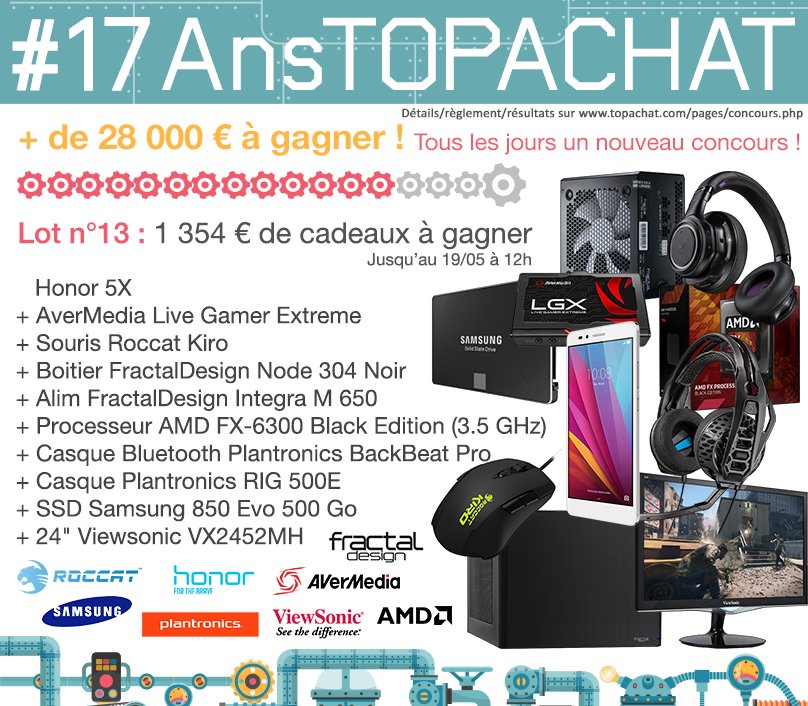 #Concours #17AnsTopAchat

Go pour le #Lot13 !!!
x.com/TopAchat/statu…

A vos RTs ^^