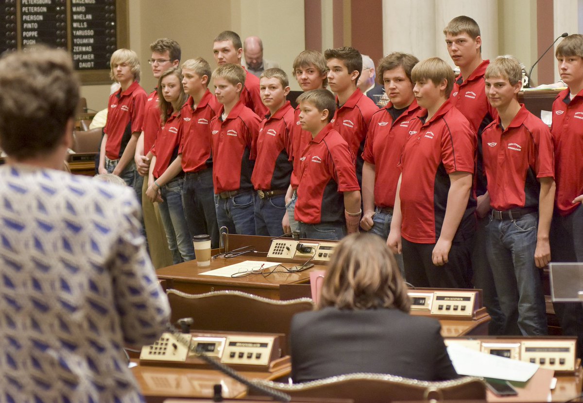 PeggyABennett's tweet photo. Today, the House of Representatives honored the Alden-Conger Supermileage team!  #mnleg https://t.co/MAjQyqpE2O https://t.co/YH2F9JrbC5