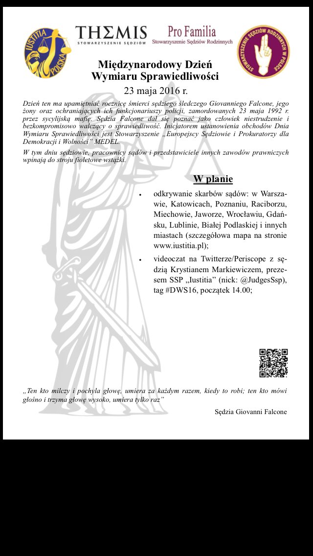Międzynarodowy Dzień Wymiaru Sprawiedliwości - 23 maja 2016 roku.