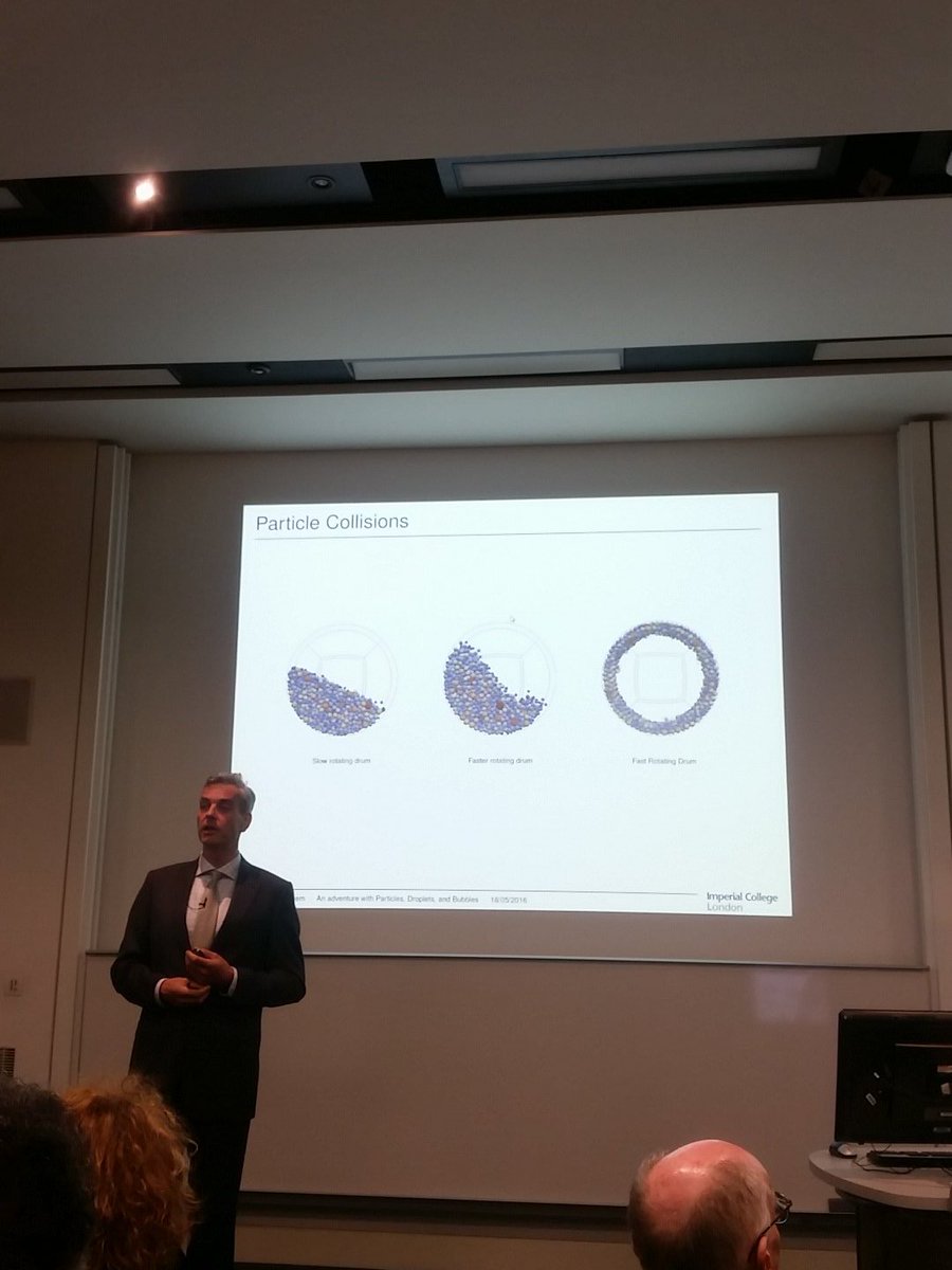 ImperialSpark's tweet image. Prof van Wachem on what happens when particles collide at #fluidphysics lecture