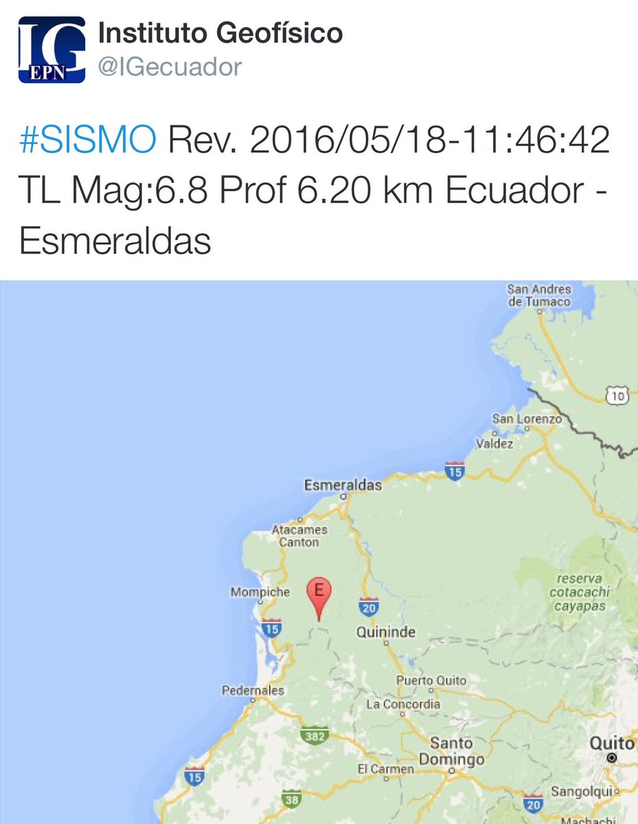 ESTEFANIESPIN's tweet photo. Sismos se sienten con Fuerza en Ecuador. Otra réplica de magnitud 6.8 según Instituto Geofísico a las 11:46 https://t.co/E99hiKZmnN
