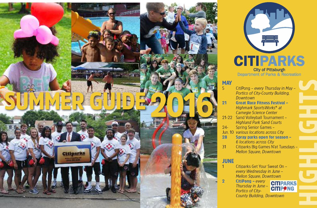 CitiParks's tweet photo. The 2016 Summer Guide is now online! Check out this season's programs &amp; #GetYourParkOn! https://t.co/dttMykohDF https://t.co/Snq80NXC7d