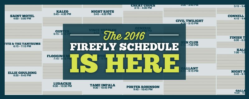 LiveAtFirefly's tweet photo. Here's a little sunshine for ya. The #Firefly2016 schedule is now available: https://t.co/j8u4EZm6uX https://t.co/M6j4ASstEc
