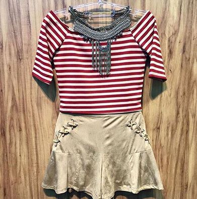heloabdala's tweet photo. Short de suede + cropped listrado. 
Cropped disponível no mostarda com azul marinho. https://t.co/Cmfp08zSGk