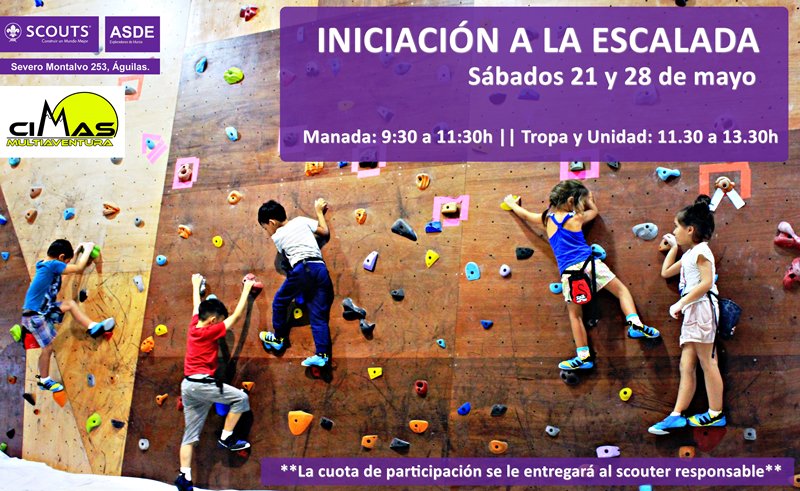 Vamos a terminar mayo escalando con <a href="/cimasaguilas/">Cimas Multiaventura</a>. ¡Vamos arriba! 🔝🔝🔝 #Aguilas #Escalada #Scouts