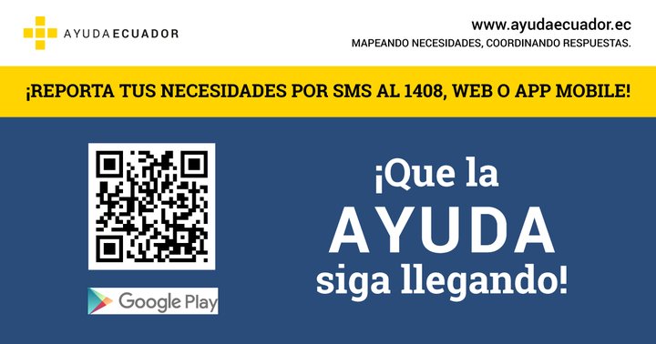 AyudaEcuadorEc's tweet photo. Si tienes información útil sobre el #temblor en #Ecuador puedes reportarla desde tu celular https://t.co/fmTVooCUEQ https://t.co/qw9KG6GZq3