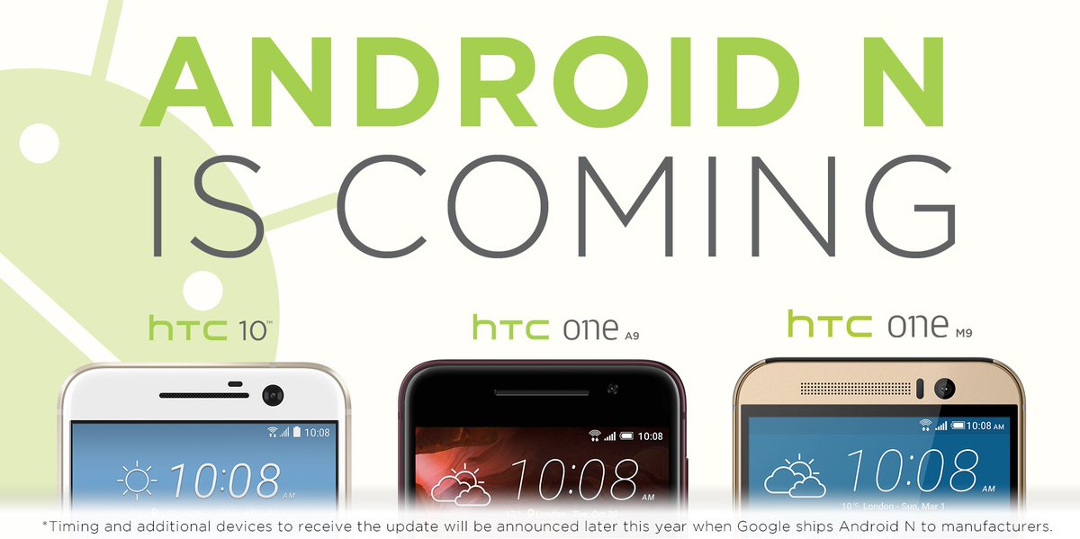 HTC Smartphones getting the Android N Update