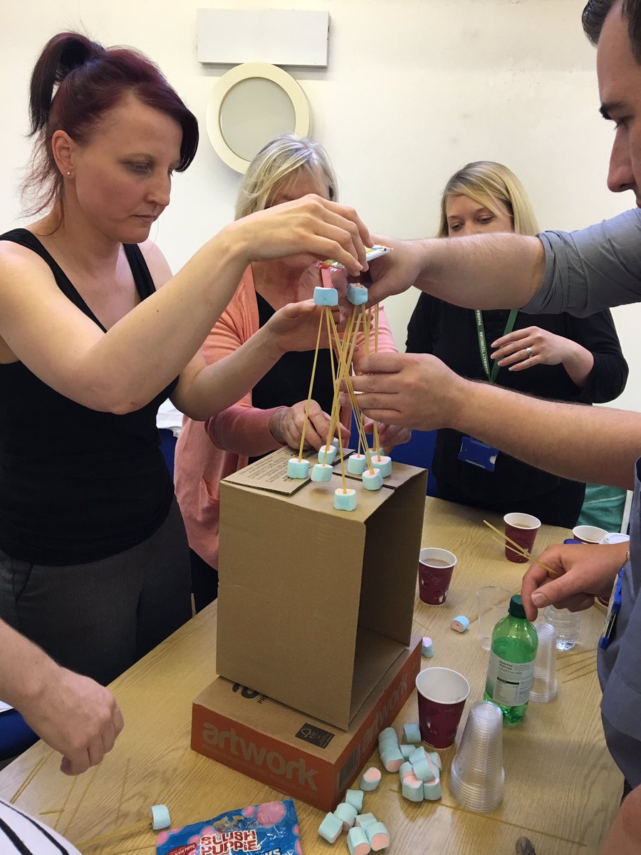 DVH_STRADA's tweet photo. Our second Pharmacy team away day today. This time: marshmallow and spaghetti tower building!
#tricky #sticky https://t.co/K0XsS6htah