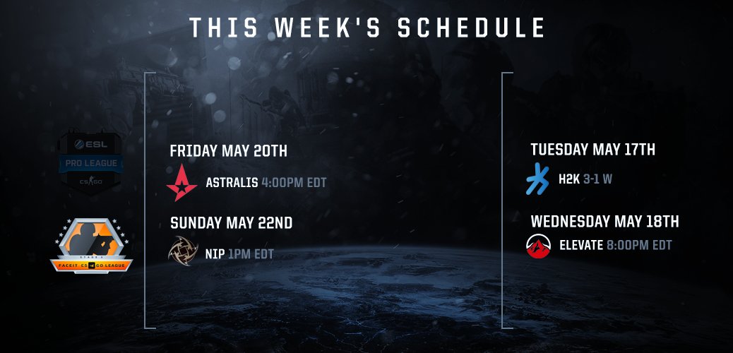 FaZeClan's tweet photo. Last night we got this week's Pro Matches off to a winning start! Here's a look at the rest of our games: #FaZeUp https://t.co/0vb0XuhogL