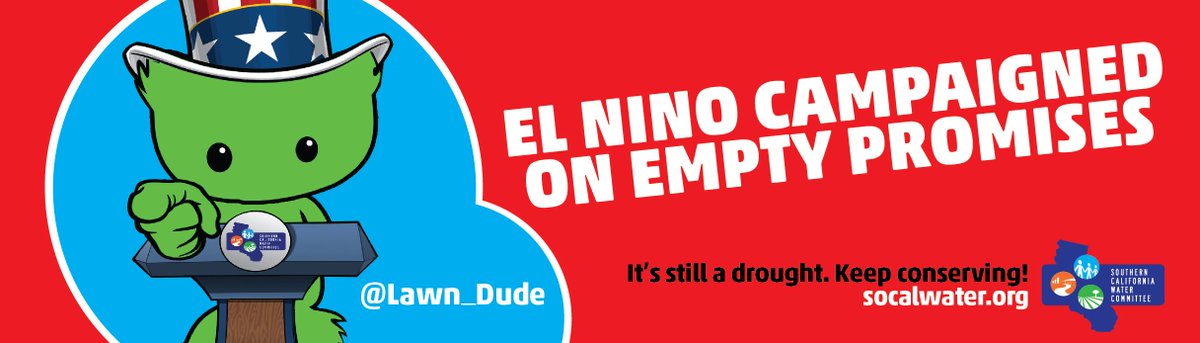 Lawn_Dude's tweet photo. #ElNino didn’t do his job, but we can. The drought isn’t over and my campaign is just starting #KeepConservingCA https://t.co/hlfiAFCTSn
