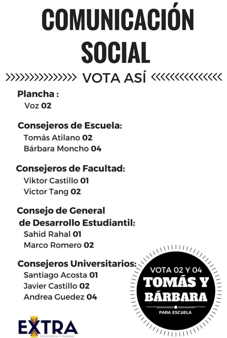 tomasybarbara's tweet photo. Así vota Comunicación Social mañana: #VamosConTodos #VotaPar #Vota02y04 https://t.co/43wAUc83Go