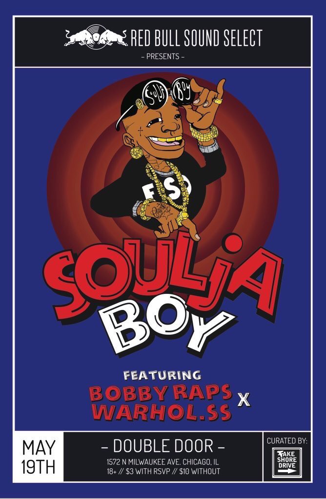 souljaboy's tweet photo. #SouljaBoyTour | May 19 | Chicago, IL | @RBSoundSelect @redbull https://t.co/whCrLoTnzI