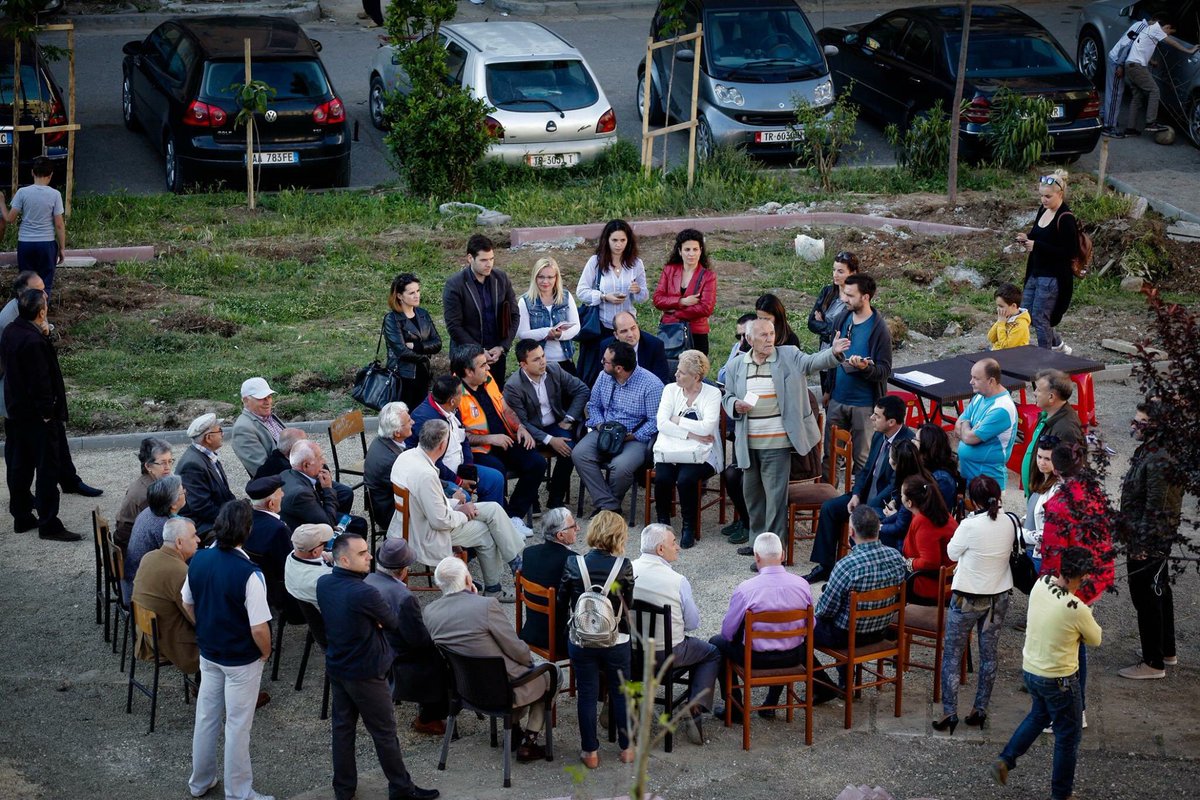 DarellHammond's tweet photo. A community input meeting to make our parks &amp; playground in #tirana best in class! @Penalosa_G we'll make you proud! https://t.co/NkSlXf4xIp