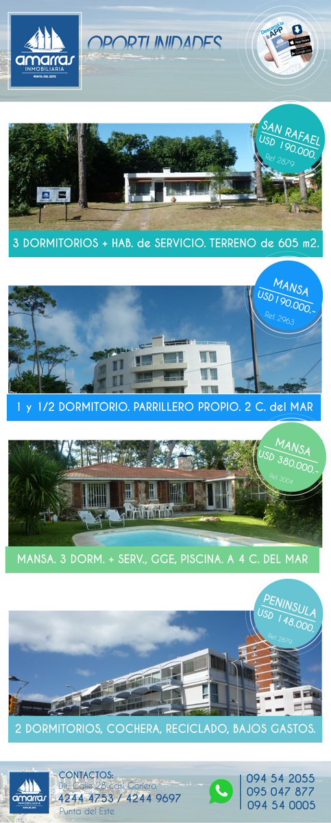 AmarrasInm's tweet photo. Punta del Este / Oportunidades en venta. 
Por más información consulte a: puntadeleste@amarras.com.uy https://t.co/Jue1R2INaO