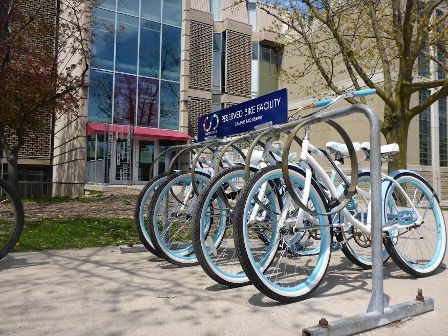 Hamilton_STC's tweet image. Are you a @McMasterU student? Check a bike out from @MacMillsLibrary Enjoy the summer in style! #bikelibrary #hamont