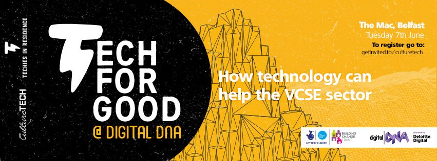 We're teaming up with <a href="/DigitalDNAHQ/">Digital DNA Belfast</a> for a free #techforgood conference at <a href="/TheMACBelfast/">The MAC</a> on June 7th.
