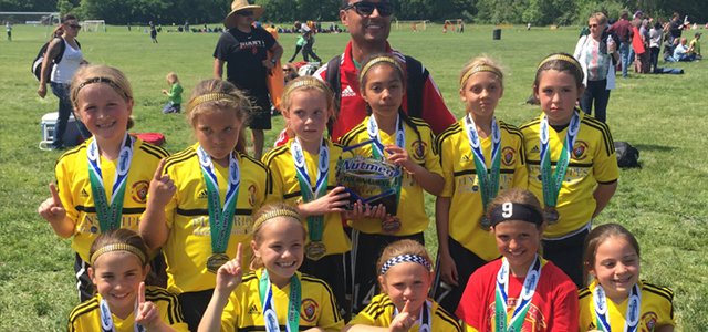 KCSC14's tweet image. Congrats to Coach Luke and the u9 Lady Blackstars - Nutmeg Tournament Champions. #WeAreKCSC