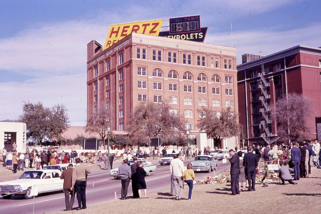 112263Fans's tweet photo. For reasons unknown, they didn't have the "Hertz" sign on top of the Texas School Book Depository in @112263OnHulu. https://t.co/bd6A8RN5HO