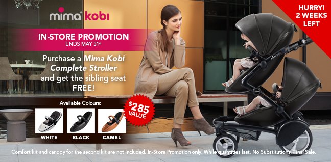 bbbuggy's tweet photo. Mima Kobi Free Second Seat promotion ending May 31st, Get it fast before it's gone #bbbuggy #kobi #stroller https://t.co/GZKUkbp8Mh