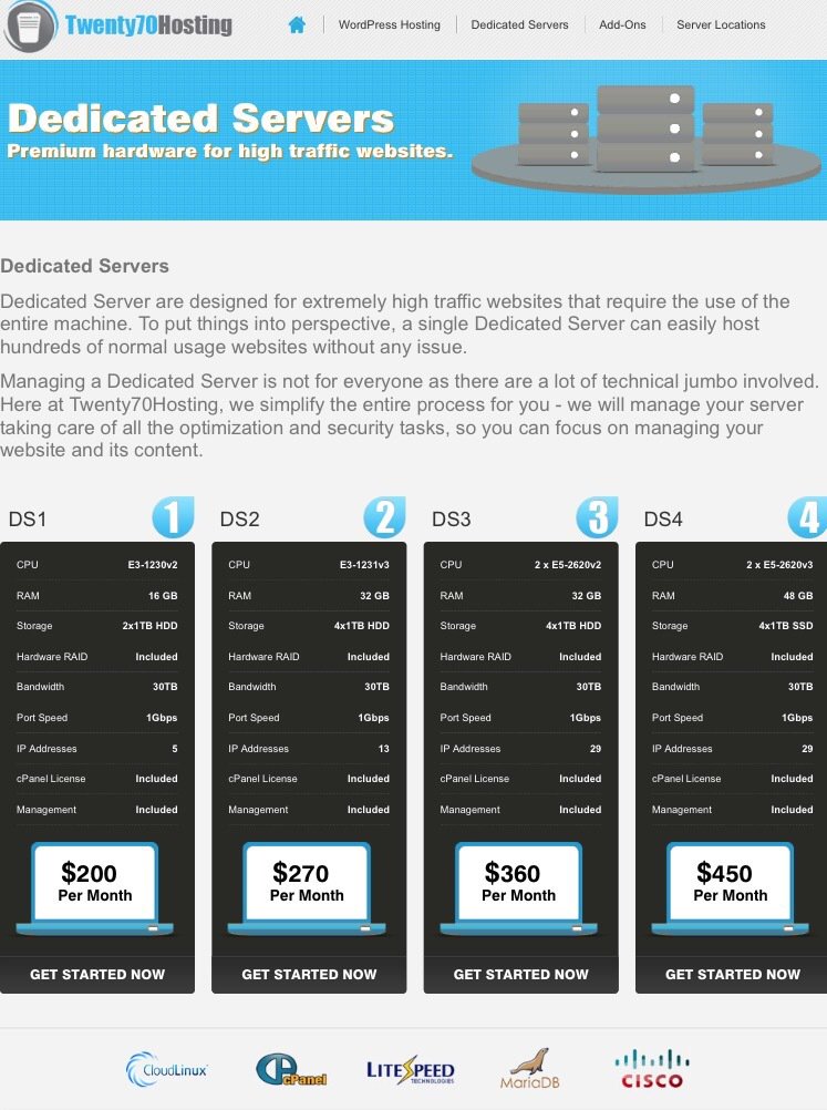Check out our newly launched #DedicatedServers for high traffic websites.

#WordpressHosting #Twenty70 #hosting