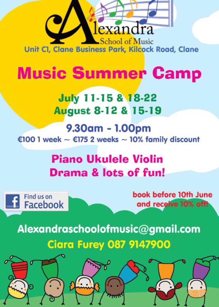 Now enrolling for summer camp! Spread the word to anyone who might be interested 🎹🎸🎻👦🏼👧🏽🎭🙇🏻👭😊