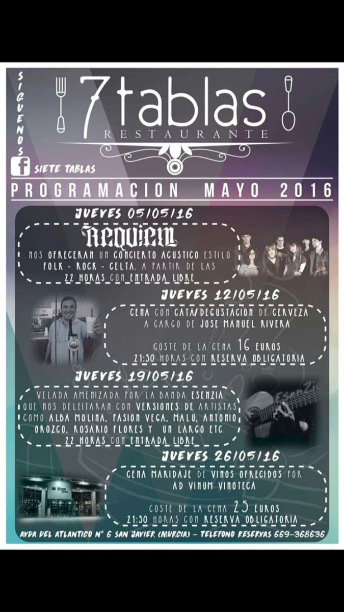 esenzia_musica's tweet photo. Nos vemos este Jueves 19 a las 22h en 7 Tablas, San Javier! Y Viernes 20 a las 23:30h en C/ Mayor, La Unión #EsenZia https://t.co/Je4AzwU0q0