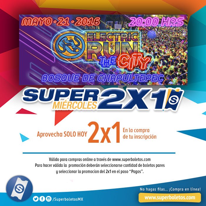 SuperboletosMx's tweet photo. #SinProblemasYo compro mis boletos para el @ElectricRunTour en el #SuperMiercoles2x1
Boletos https://t.co/2S2X0cxjmt https://t.co/mogCbo9XFu