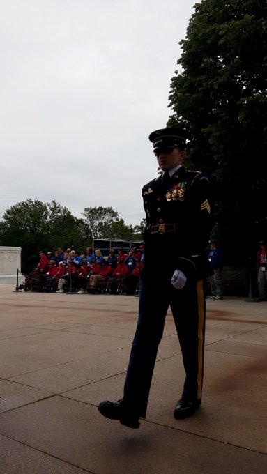 Changing of the guards at Arlington cemetery that was a bit Awkward to watch they looked like robots