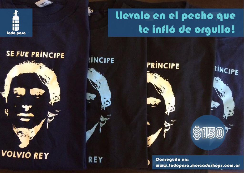 LaNocheRC's tweet photo. ¿Querés esta remera de Milito para despedir al Príncipe en el Cilindro? Hoy se va, gentileza de @TodoPasaRemeras https://t.co/6oltl9uUwU