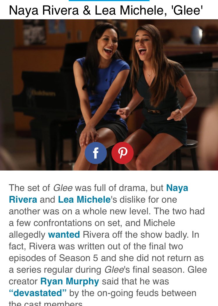 NayaRiverasInfo's tweet photo. Naya rivera and Lea Michele hated each other? true or false ? https://t.co/2Palcnnlt5