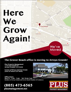 AGGBChamber's tweet image. Plus Property Mgmt. is moving to, @ArroyoGrandeCA 
#ArroyoGrandeCA #PlusPropertyManagement
plusmanagement.net