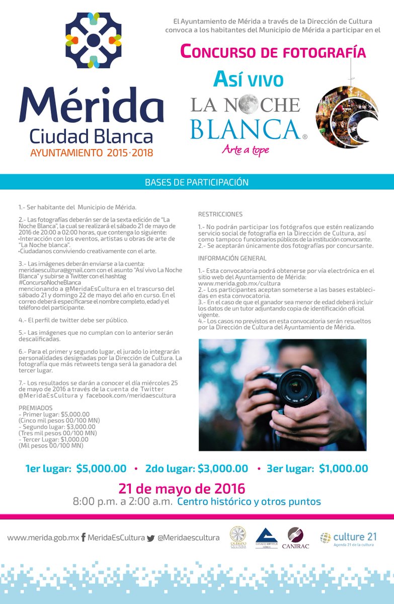 MeridaesCultura's tweet photo. ¡Captura los mejores momentos de #LaNocheBlanca y participa en el concurso! Habrá premios para las mejores fotos. https://t.co/tkWAH90T4r