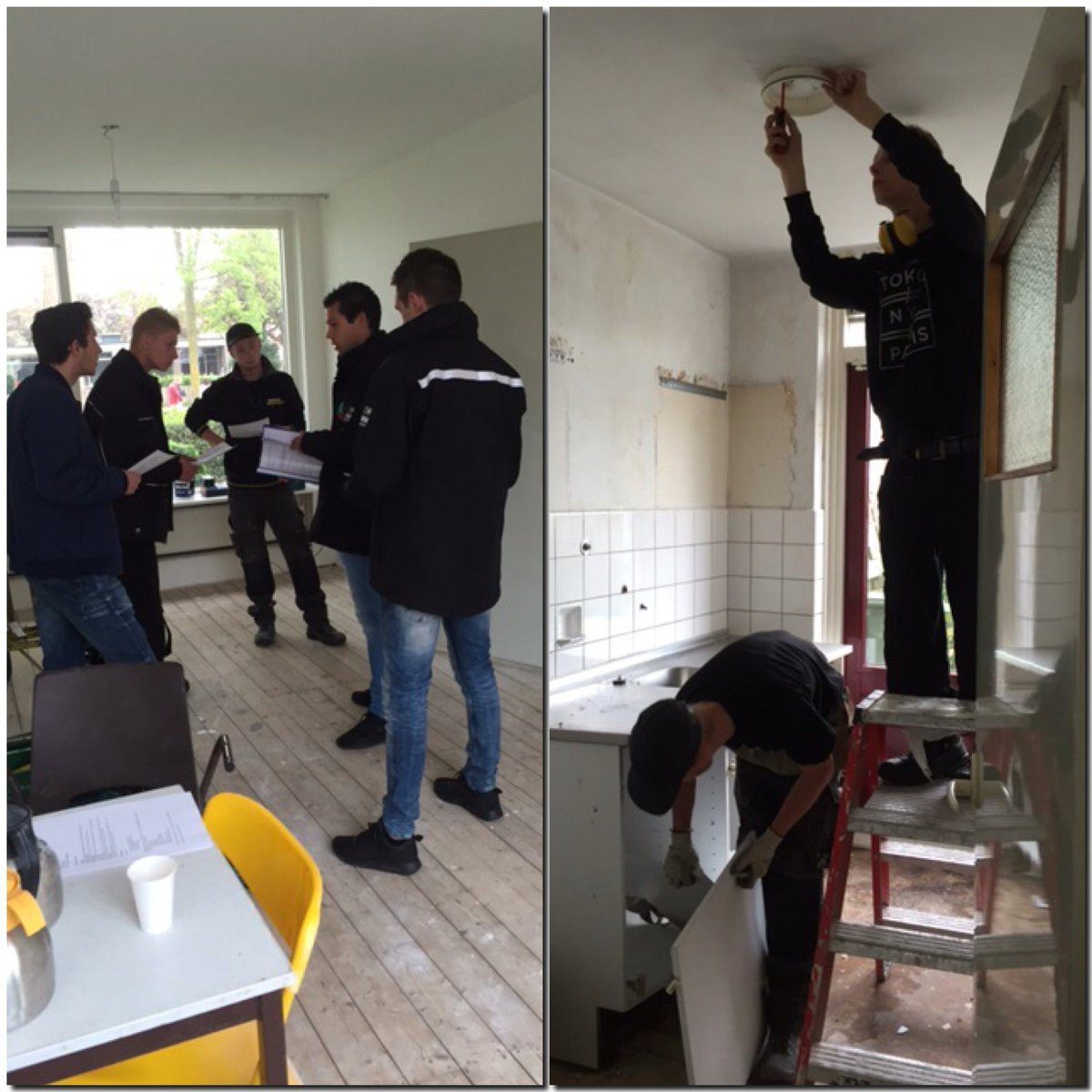 Weer begonnen in een kluswoning met leerlingen van <a href="/detechnische/">De Technische.</a> /<a href="/rocnijmegen/">ROC Nijmegen</a> olv <a href="/WellingBouw/">Welling</a>. #techniek #leren