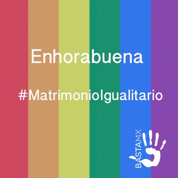 Bien por la iniciativa de legalizar el matrimonio homosexual en todo México. #Basta de discriminación.